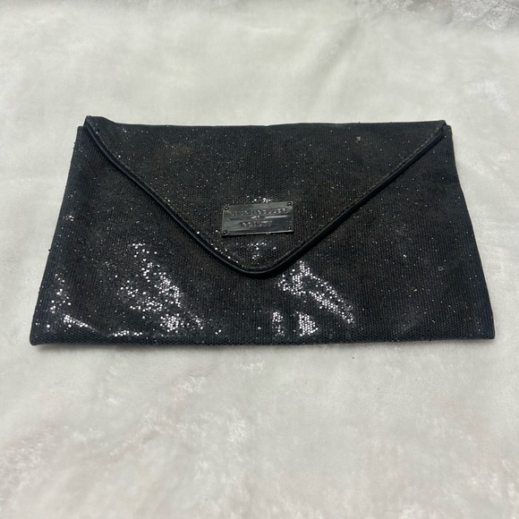 LAURA GELLER Beauty Black Sparkle Cosmetic Bag Envelope Clutch - Picture 1 of 5